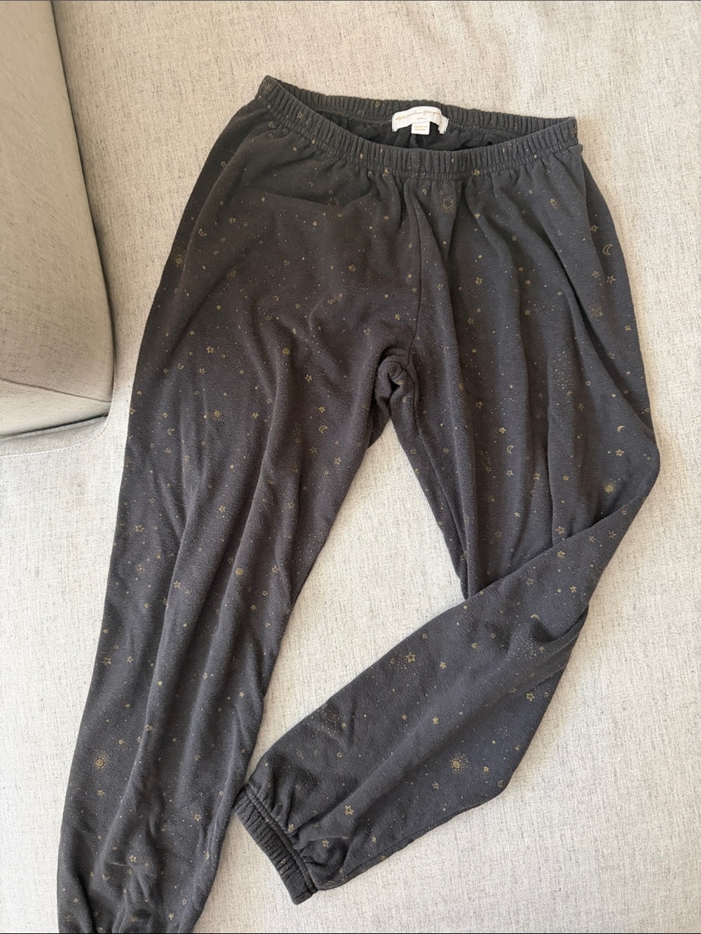 Spiritual Gangster Black Lounge Pants with Gold Script Tag